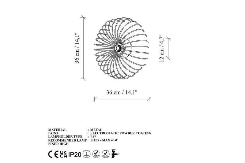 Seinävalaisin Sadortel Kulta - 36 x 12 x 36 cm - Valaistus - Sisävalaistus & lamput - Erikoisvalaisin - Riisipaperivalaisin