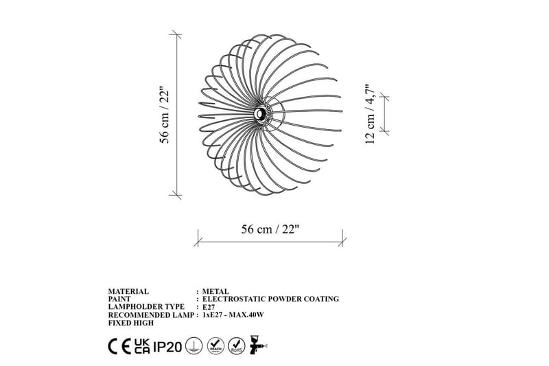 Seinävalaisin Sadortel Kulta - 56 x 16 x 56 cm - Valaistus - Sisävalaistus & lamput - Erikoisvalaisin - Riisipaperivalaisin