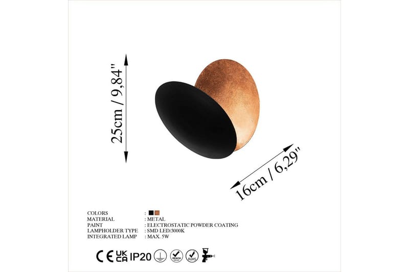 Seinävalaisin Zandel Musta / Kupari - Musta / Kupari - Valaistus - Sisävalaistus & lamput - Erikoisvalaisin - Riisipaperivalaisin