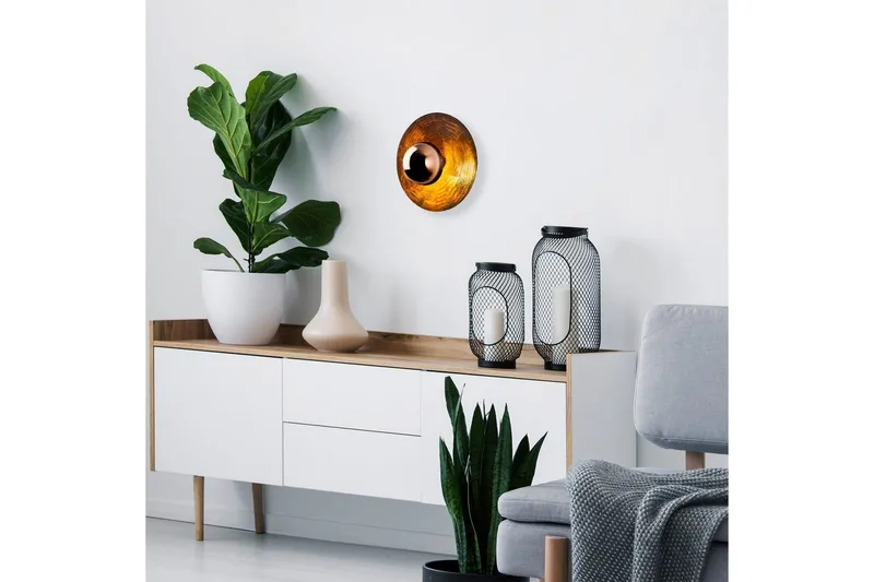 Seinävalaisin Zindale Kupari - 38 x 31 cm - Valaistus - Sisävalaistus & lamput - Erikoisvalaisin - Riisipaperivalaisin