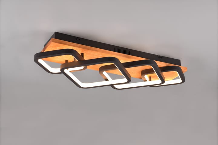 LED-Kattovalaisin Rama 4-os Mattamusta/Puu - TRIO - Tiffanylamppu - Olohuoneen valaisin - Plafondit - Kattovalaisin