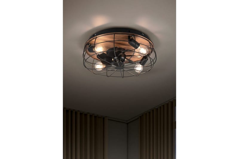 Ventilator TRIO Trondheim Mattamusta/puu - Mattamusta/puu - Valaistus - Sisävalaistus & lamput - Erikoisvalaisin - Tiffanylamppu