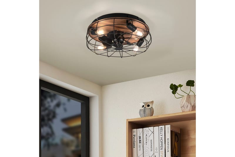 Ventilator TRIO Trondheim Mattamusta/puu - Mattamusta/puu - Valaistus - Sisävalaistus & lamput - Erikoisvalaisin - Tiffanylamppu