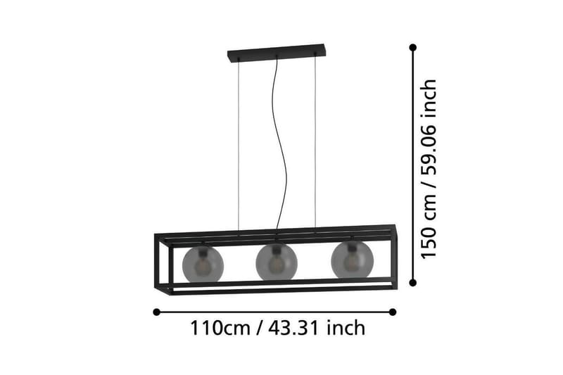 Kattopendel Eglo Arangona Musta/Harmaa Runko, 3 Lamppua - Valaistus - Sisävalaistus & lamput - Ikkunavalaisimet - Ikkunavalaisin riippuva