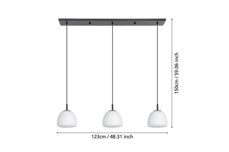 Kattopendel Eglo Balmes musta/opalvalkoinen, 3 lamppua - Valaistus - Sisävalaistus & lamput - Ikkunavalaisimet - Ikkunavalaisin riippuva