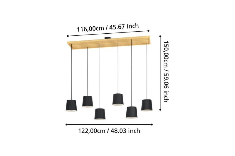 Kattopendel Eglo Camarioca Musta/Puu 5-Lamppuinen - Valaistus - Sisävalaistus & lamput - Ikkunavalaisimet - Ikkunavalaisin riippuva