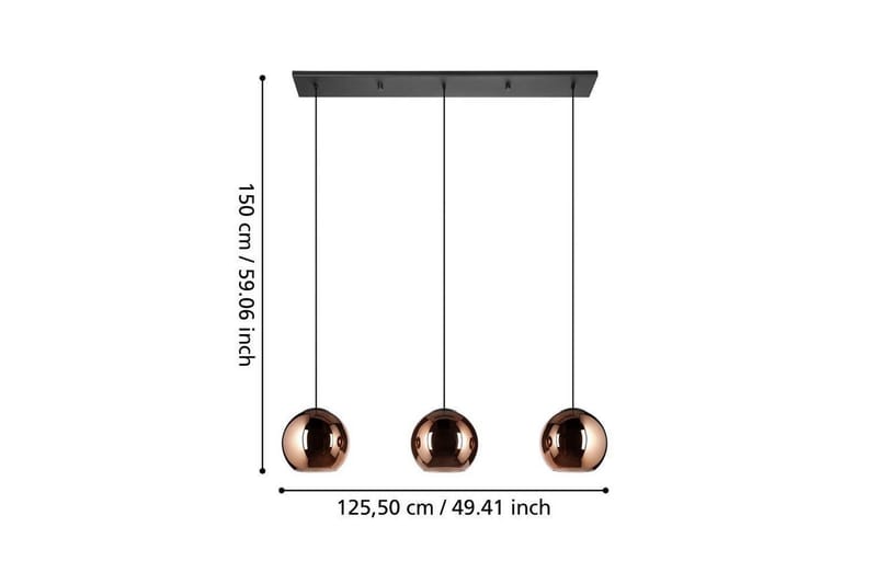 Kattopendel Eglo Cordoba Musta/Kupari, jossa 3 Lamppua - Valaistus - Sisävalaistus & lamput - Ikkunavalaisimet - Ikkunavalaisin riippuva