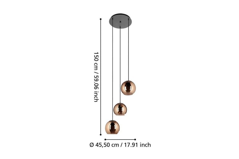 Kattopendel Eglo Cordoba Rondelli Musta/Kupari 3 Lampulla - Valaistus - Sisävalaistus & lamput - Ikkunavalaisimet - Ikkunavalaisin riippuva