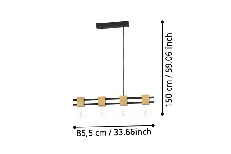 Kattopendel Eglo Levantara Musta/Puu neljällä lampulla - Valaistus - Sisävalaistus & lamput - Ikkunavalaisimet - Ikkunavalaisin riippuva