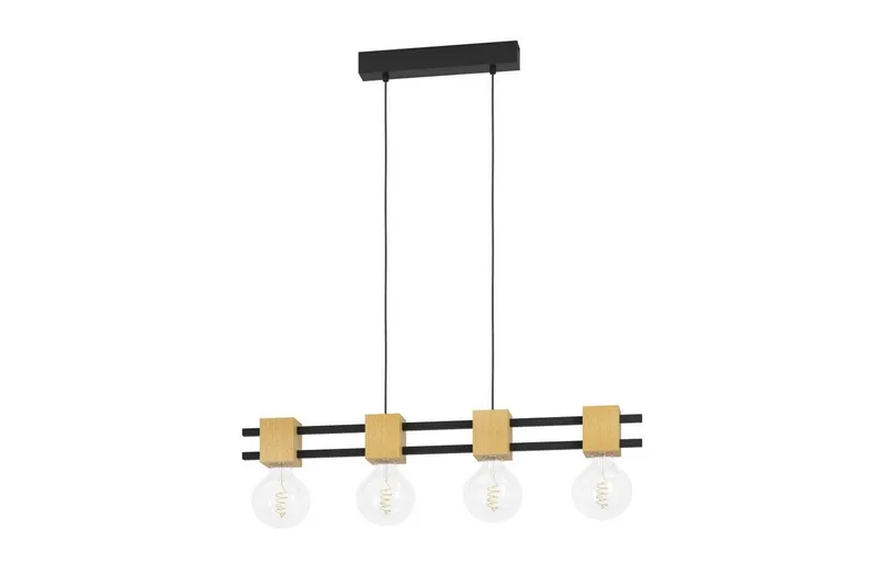 Kattopendel Eglo Levantara Musta/Puu neljällä lampulla, undefined