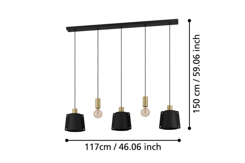 Kattopendel Eglo Majagua Musta/Messinki 5 Lampulla - Valaistus - Sisävalaistus & lamput - Ikkunavalaisimet - Ikkunavalaisin riippuva