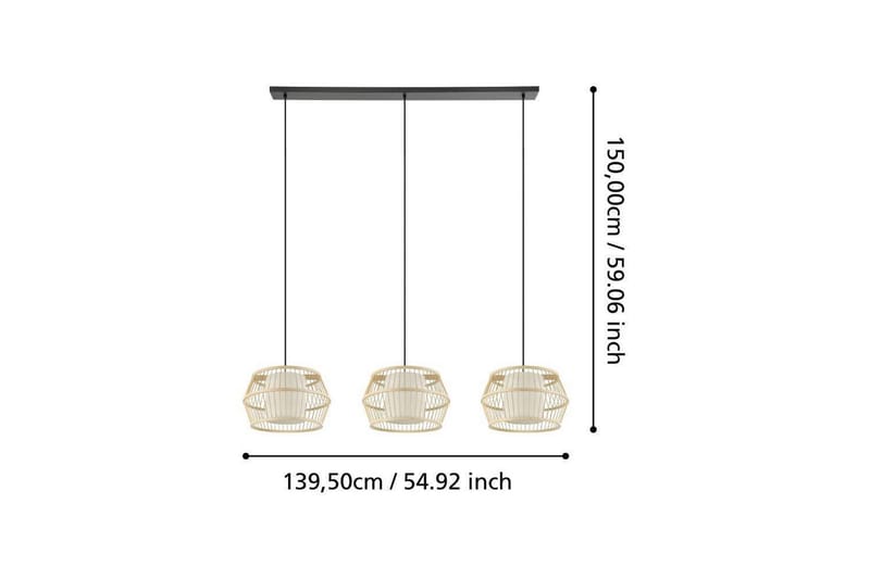 Kattopendel Eglo Monterroso Luonnollinen, 3 Lampulla - Valaistus - Sisävalaistus & lamput - Ikkunavalaisimet - Ikkunavalaisin riippuva