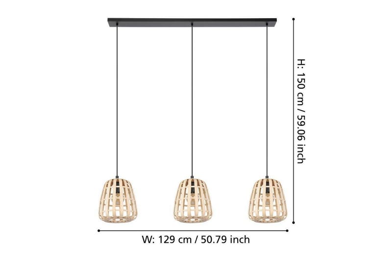 Kattopendel Eglo Montezuelo Puu, 3 Lampulla - Valaistus - Sisävalaistus & lamput - Ikkunavalaisimet - Ikkunavalaisin riippuva