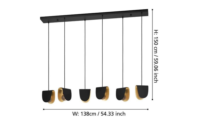 Kattopendel Eglo Serenara Musta/Kulta kuudella lampulla - Valaistus - Sisävalaistus & lamput - Ikkunavalaisimet - Ikkunavalaisin riippuva