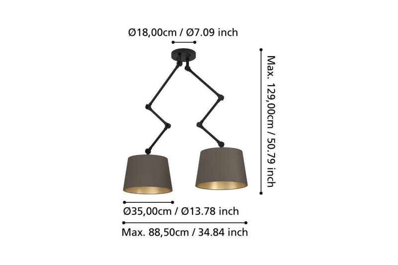 Kattopendel Eglo Pistunio Cappuccino/Messinki/Musta 2 Lampulla - Valaistus - Sisävalaistus & lamput - Ikkunavalaisimet - Ikkunavalaisin riippuva