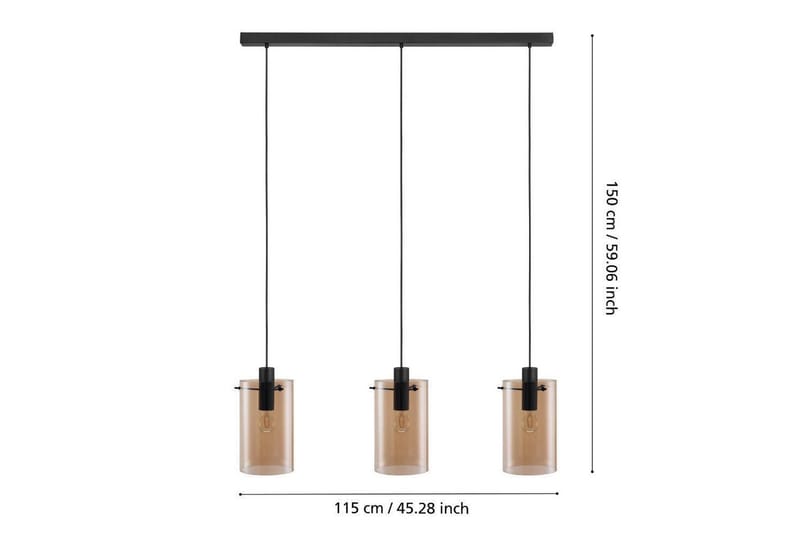 Kattopendel Eglo Polverara Musta/Meripihka 3 lamppua - 3 lamppua - Valaistus - Sisävalaistus & lamput - Ikkunavalaisimet - Ikkunavalaisin riippuva