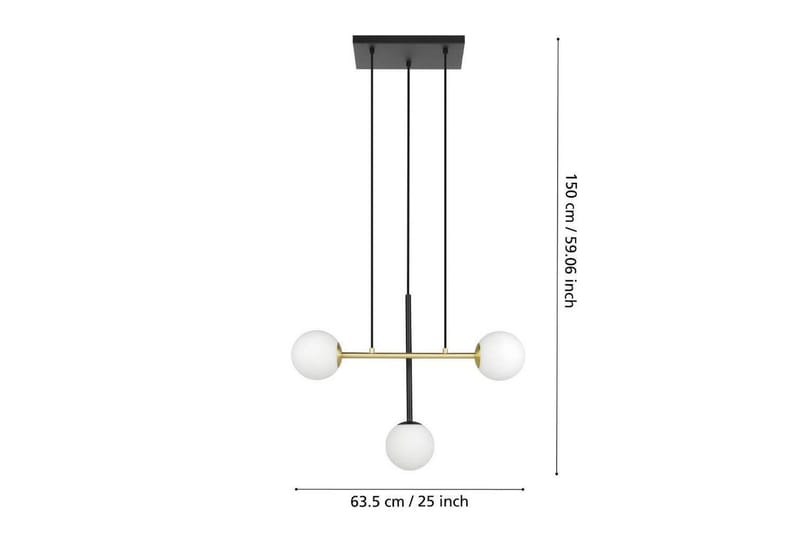 Kattopendel Eglo Paz Opalivalkoinen/Musta Messinki, jossa 3 Lamppua - Valaistus - Sisävalaistus & lamput - Ikkunavalaisimet - Ikkunavalaisin riippuva