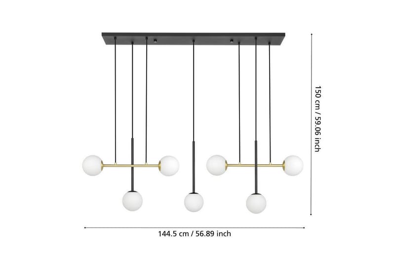 Kattopendel Eglo Paz Opalivalkoinen/Musta Messinki, jossa 7 Lamppua - Valaistus - Sisävalaistus & lamput - Ikkunavalaisimet - Ikkunavalaisin riippuva