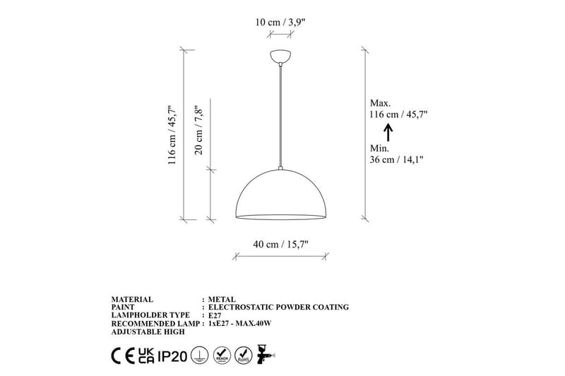 Kattovalaisin Brena Kulta Yksi Kanta - 40 x 40 x 116 cm - Valaistus - Sisävalaistus & lamput - Ikkunavalaisimet - Ikkunavalaisin riippuva