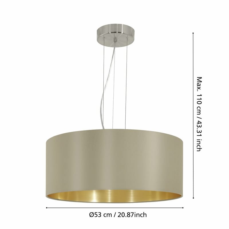 Kattovalaisin Maserlo 3 lampun kanssa - Mattanikkeli/taupe - Valaistus - Sisävalaistus & lamput - Ikkunavalaisimet - Ikkunavalaisin riippuva