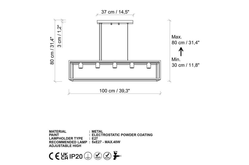 Kattovalaisin Orika horisontaalinen Musta - Musta - Valaistus - Sisävalaistus & lamput - Ikkunavalaisimet - Ikkunavalaisin riippuva