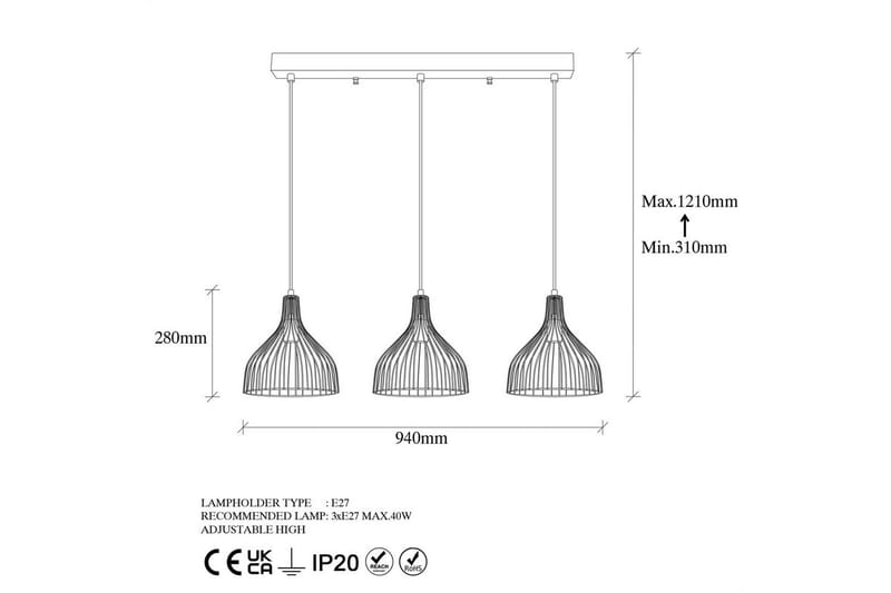 Kattovalaisin Talnor Vaakasuora Kolme - Pronssi/Musta - Valaistus - Sisävalaistus & lamput - Ikkunavalaisimet - Ikkunavalaisin riippuva