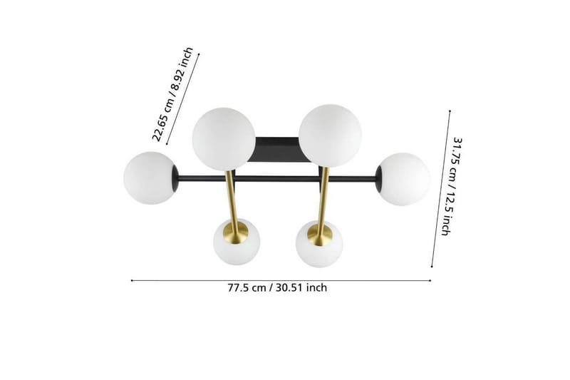 Kattovalaistus Eglo Paz Opalivalkoinen/Musta Messinki, jossa 6 Lamppua - Valaistus - Sisävalaistus & lamput - Ikkunavalaisimet - Ikkunavalaisin riippuva