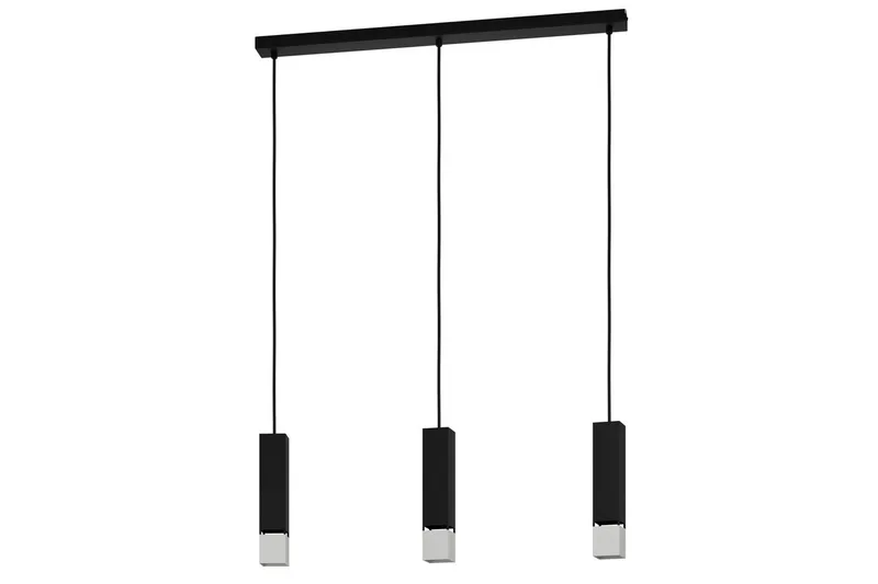 Riippuvalaisin Eglo Butrano 3 lamppua, Musta/Hopea
