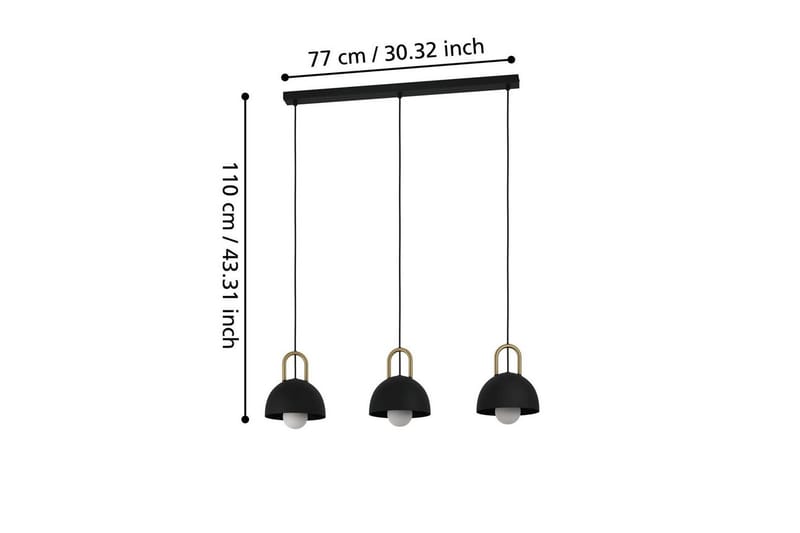 Riippuvalaisin Eglo Calmanera 3 Lamppua Musta, Messinki - Musta/Messinki - Valaistus - Sisävalaistus & lamput - Ikkunavalaisimet - Ikkunavalaisin riippuva
