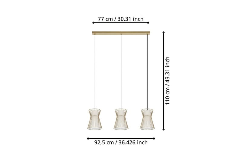 Riippuvalaisin Eglo Maseta 3 Lamppua Kultainen Valkoinen - Valkoinen/Kulta - Valaistus - Sisävalaistus & lamput - Ikkunavalaisimet - Ikkunavalaisin riippuva