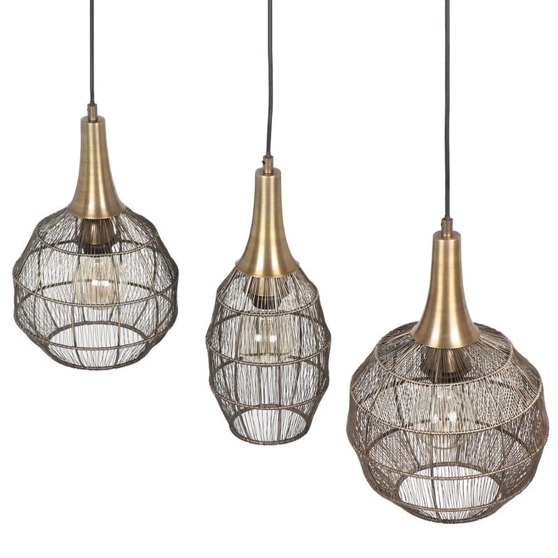 Riippuvalaisin Soraya - 3 lamppua, 3-osainen, Mattamusta/antiikki messinki, Mattamusta/antiikkimessinki - Valaistus - Sisävalaistus & lamput - Ikkunavalaisimet - Ikkunavalaisin riippuva