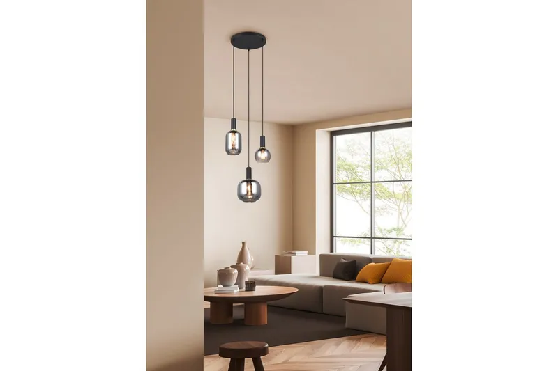 Riippuvalaisin TRIO Diva 3-osainen, Mattamusta/kromattu - 3-osainen, Mattamusta/kromattu - Valaistus - Sisävalaistus & lamput - Ikkunavalaisimet - Ikkunavalaisin riippuva