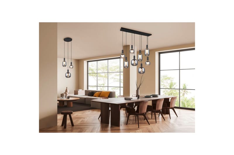 Riippuvalaisin TRIO Diva 3-osainen, Mattamusta/kromattu - 3-osainen, Mattamusta/kromattu - Valaistus - Sisävalaistus & lamput - Ikkunavalaisimet - Ikkunavalaisin riippuva