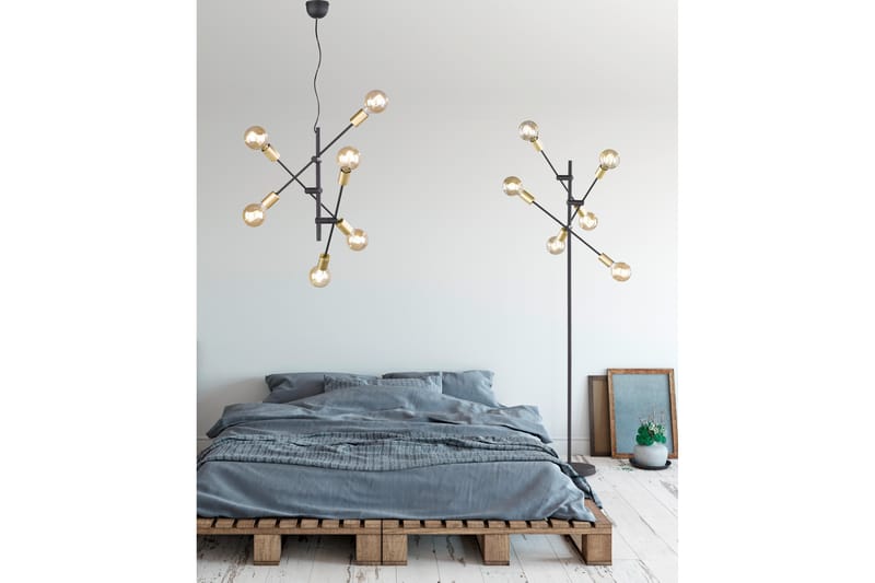 Kattovalaisin Cross Ø56 cm Mattamusta/Kulta - TRIO - Olohuoneen valaisin - Riisipaperivalaisin - Lightbox - Tiffanylamppu - Verkkovalaisin - Kattovalaisin makuuhuone - Kaarivalaisin - Kattovalaisin
 - Riippuvalaisimet - Kattovalaisin keittiö - PH lamppu - Ikkunavalaisin riippuva