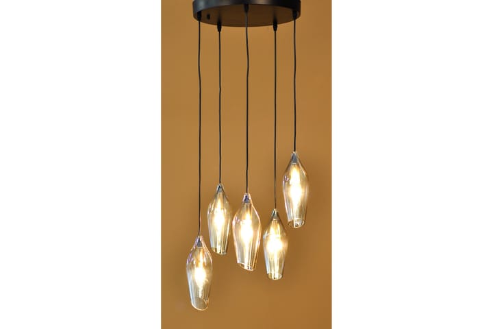 Kattovalaisin Dalmatia 5 lamppua Musta/Kulta/Meripihka - AG Home & Light - Kattovalaisin
 - Kattovalaisin keittiö - Kattovalaisin makuuhuone - PH lamppu - Kaarivalaisin - Lightbox - Riippuvalaisimet - Ikkunavalaisin riippuva - Olohuoneen valaisin - Verkkovalaisin - Tiffanylamppu - Riisipaperivalaisin