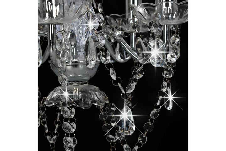 Kattokruunu kristallihelmillä hopea pyöreä 5 x E14 - Hopea - Olohuoneen valaisin - Riisipaperivalaisin - Lightbox - Kaarivalaisin - Tiffanylamppu - Kristallikruunut & kattokruunut - Kattovalaisin
 - Verkkovalaisin - PH lamppu