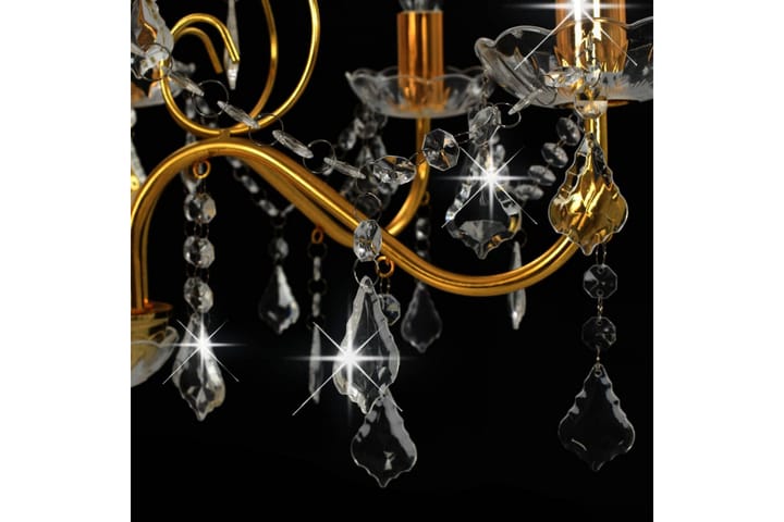 Kattokruunu kristallihelmillä kultainen pyöreä 6 x E14 - Kulta - Olohuoneen valaisin - Riisipaperivalaisin - Lightbox - Kaarivalaisin - Tiffanylamppu - Kristallikruunut & kattokruunut - Kattovalaisin
 - Verkkovalaisin - PH lamppu