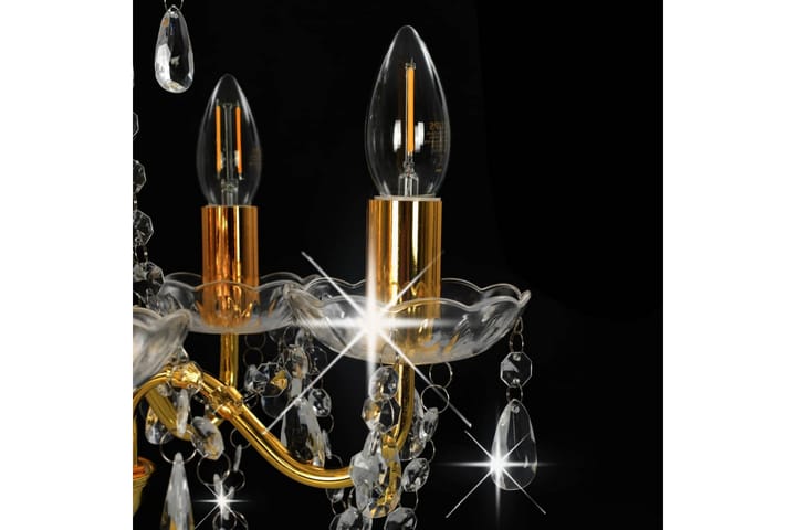 Kattokruunu kristallihelmillä kultainen pyöreä 5 x E14 - Kulta - Kattovalaisin
 - Lightbox - PH lamppu - Kristallikruunut & kattokruunut - Verkkovalaisin - Kaarivalaisin - Olohuoneen valaisin - Tiffanylamppu - Riisipaperivalaisin