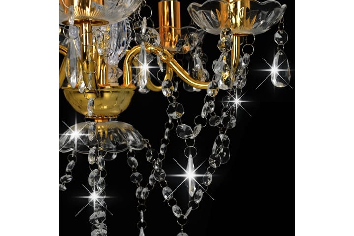 Kattokruunu kristallihelmillä kultainen pyöreä 5 x E14 - Kulta - Kattovalaisin
 - Lightbox - PH lamppu - Kristallikruunut & kattokruunut - Verkkovalaisin - Kaarivalaisin - Olohuoneen valaisin - Tiffanylamppu - Riisipaperivalaisin