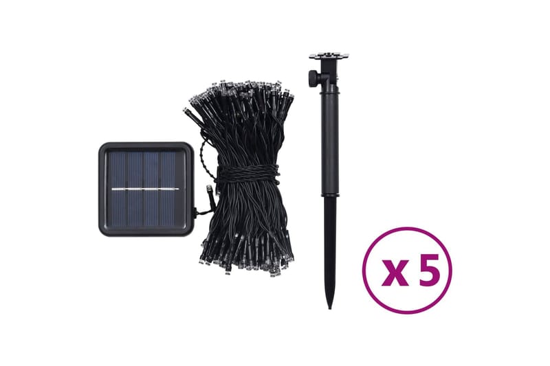 Aurinkoenergia keijuvalot 5kpl 5x200 LED lämmin sisä/ulko - Valaistus - Sisävalaistus & lamput - Lasten valaisimet - Koristevalaistus lapset - Valosarja lapset