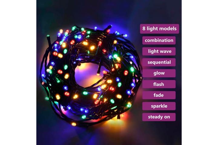 Valonauha 400 LEDiä monivärinen 40 m 8 valoefektiä IP44 - Valosarja lapset
