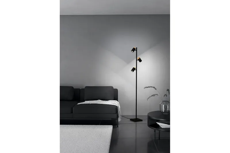 Lattiavalaisin Eglo Cartagena Musta/Puu 3 Lampulla - Valaistus - Sisävalaistus & lamput - Lattiavalaisin - 3-vartinen lattiavalaisin