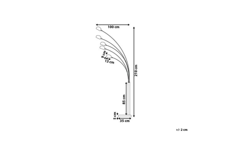 Lattiavalaisin Flinders 210 cm - Olohuoneen valaisin - Lightbox - Kaarivalaisin - 3-vartinen lattiavalaisin - Tiffanylamppu - Verkkovalaisin - 2-vartinen lattiavalaisin - Lattiavalaisin - PH lamppu - Riisipaperivalaisin - 5-vartinen lattiavalaisin - Uplight lattiavalaisin
