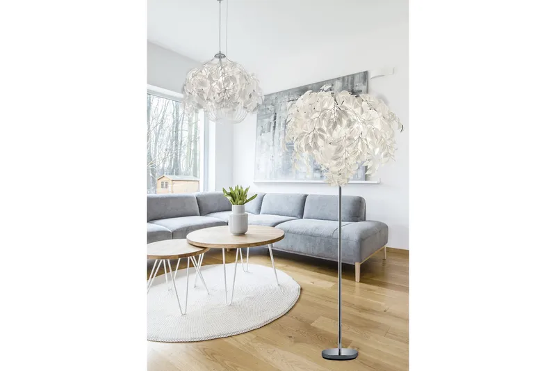 Lattiavalaisin Leavy Ø70 cm Valkoinen - TRIO - Valaistus - Sisävalaistus & lamput - Lattiavalaisin - 3-vartinen lattiavalaisin