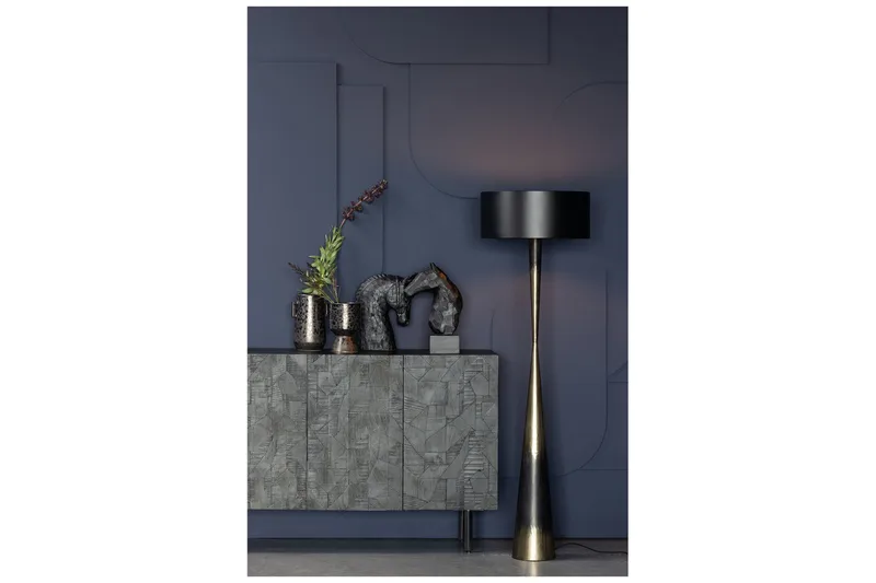 Lattiavalaisin Rosenau - Musta/Messinki - Valaistus - Sisävalaistus & lamput - Lattiavalaisin - 3-vartinen lattiavalaisin