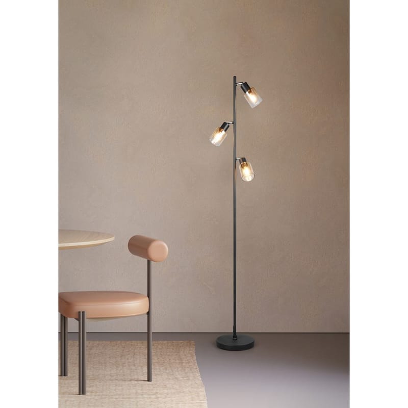 Lattiavalaisin TRIO Cadiz - Mattamusta/Meripihka - Valaistus - Sisävalaistus & lamput - Lattiavalaisin - 3-vartinen lattiavalaisin