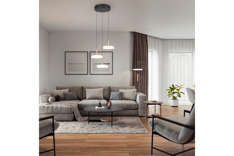 Lattiavalaisin TRIO Celeste Mattamusta/valkoinen/kahvinruskea - Mattamusta/valkoinen/kahvinruskea - Valaistus - Sisävalaistus & lamput - Lattiavalaisin - 3-vartinen lattiavalaisin