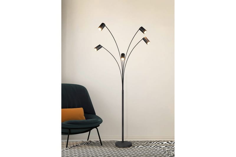 Lattiavalaisin TRIO Marley Mattamusta - Mattamusta - Valaistus - Sisävalaistus & lamput - Lattiavalaisin - 3-vartinen lattiavalaisin