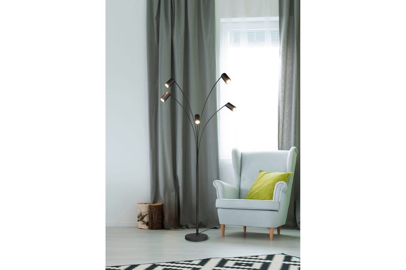 Lattiavalaisin TRIO Marley Mattamusta - Mattamusta - Valaistus - Sisävalaistus & lamput - Lattiavalaisin - 3-vartinen lattiavalaisin