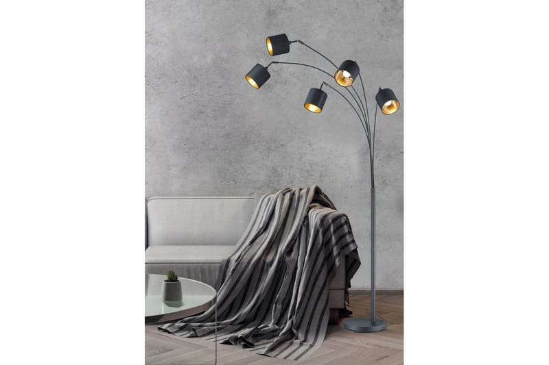 Lattiavalaisin TRIO Tommy Kaareva Mattamusta - Mattamusta - Valaistus - Sisävalaistus & lamput - Lattiavalaisin - 3-vartinen lattiavalaisin